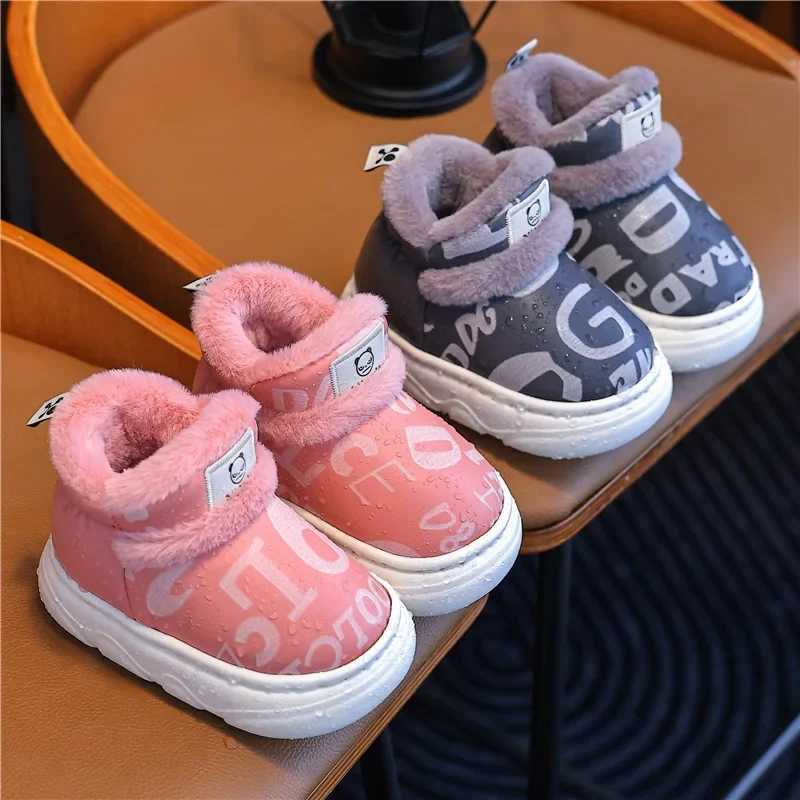 Boots Childrens snow boots with winter warmth and velvet lining boys family shoes girls anti slip shoes braces childrens cotton shoes H241018