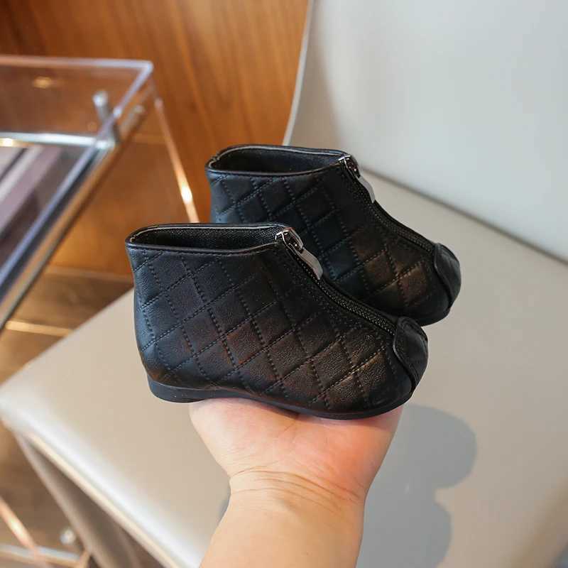 Boots Girls Short Leather Boots Soft Breatheable Baby First Walker Shoes Front Zipper Solid Color Kids Fashion Boots Spring Autumn H241018