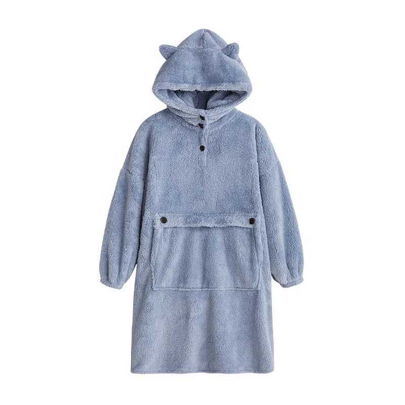 Unisex Robes Men Winter Dressing Gown Winter Warm Fleece Robe Pullover Hooded Women Winter Dressing Gown Robes Soft BathrobeXJ241018