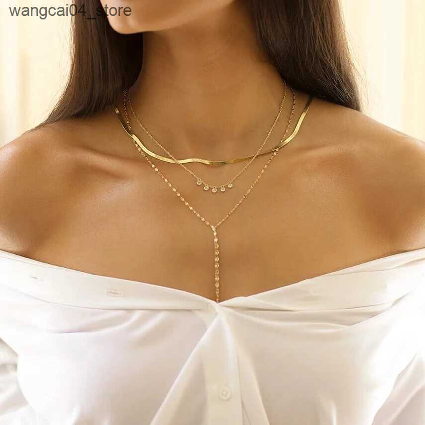 Chokers 100% 925 sterling silver 3mm wide snake bone chain necklace suitable for women exquisite gold flat necklace stacked jewelry L240910