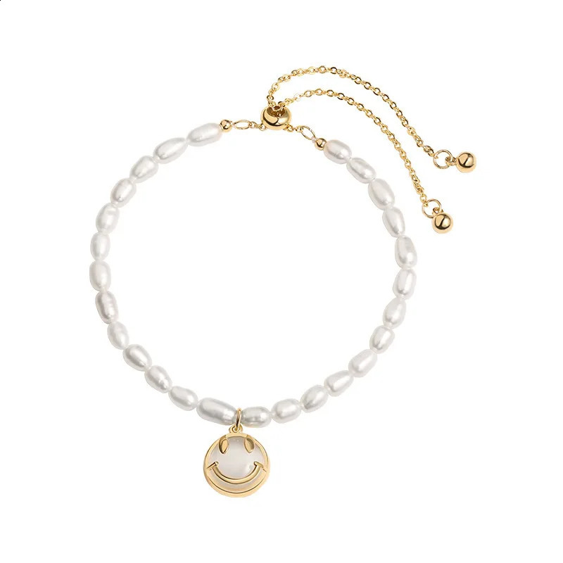 Minar Cute Rice Freshwater Pearl Opal Natural Stone Smile Face Beaded Necklace Womens Bracelet 14K Gold Copper Accessories 241018
