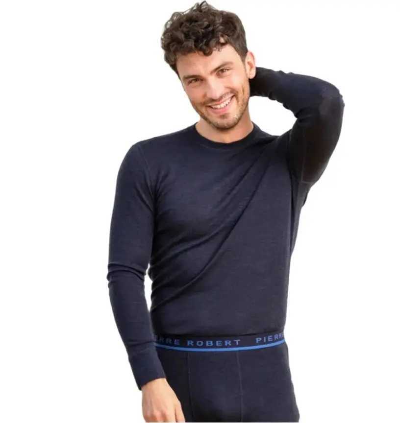 Men's Thermal Underwear Mens Merino Wool Base Set 160G One Layer 55% Merino Wool Hot Underwear Set Mens Top+Bottom Long Johns Warmth and Odor Pre