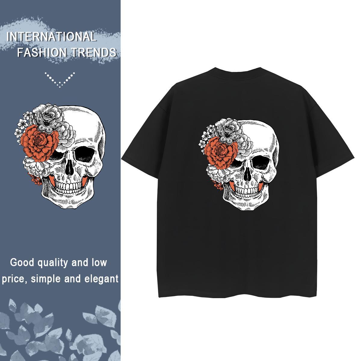 2024 DIY T-Shirts 230g Pure Cotton Comfortable Casual Beach flower Tshirt for Man Woman Unisex White Plus Size Tees Shirts