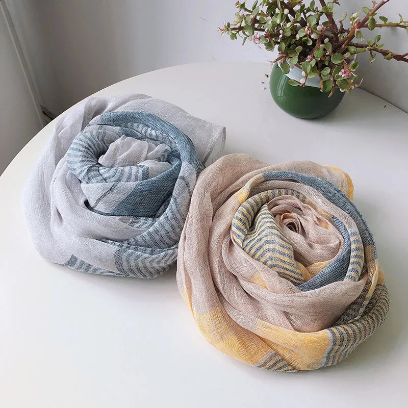 Elegant and lightweight linen scarf suitable for women lightweight linen scarf shawl high-quality headband long scarf 241017