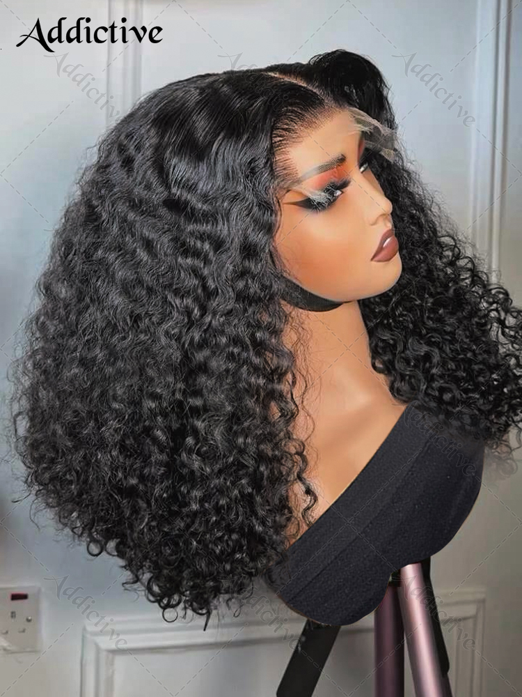 250% Transparent Short Bob Deep Wave 13X4 13X6 Front Human Hair Wigs Loose Curly Wavy Lace Frontal Glueless 5X5 Closure Wig