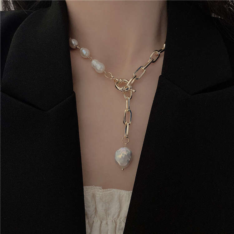 Baroque Pearl Necklace for Versatile and High Grade Collar Long Sweater Chain Women's Neckchain
