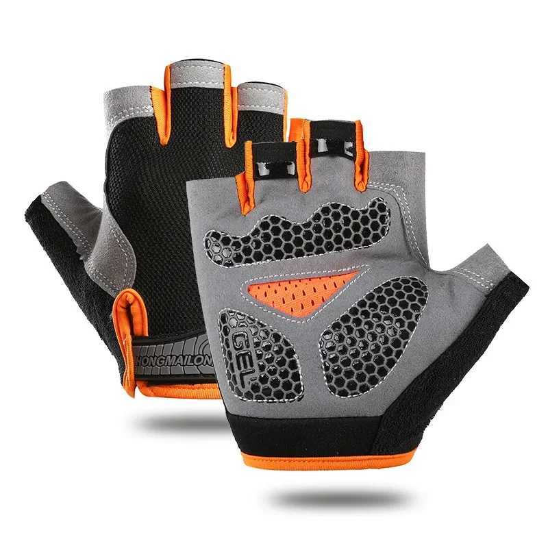 Shock absorption and anti slip bicycle half finger gloves for mens outdoor sports fishing mountain yoga fitness glovesW241018