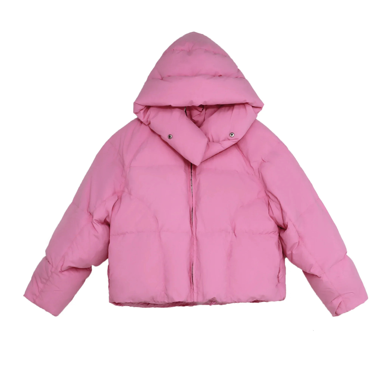 Winter Chic Hooded Down Cotton Puffer Parka Coats Women Loose Solid Thicken Warm Jacket Female Fashion Zippers Outwear 241018