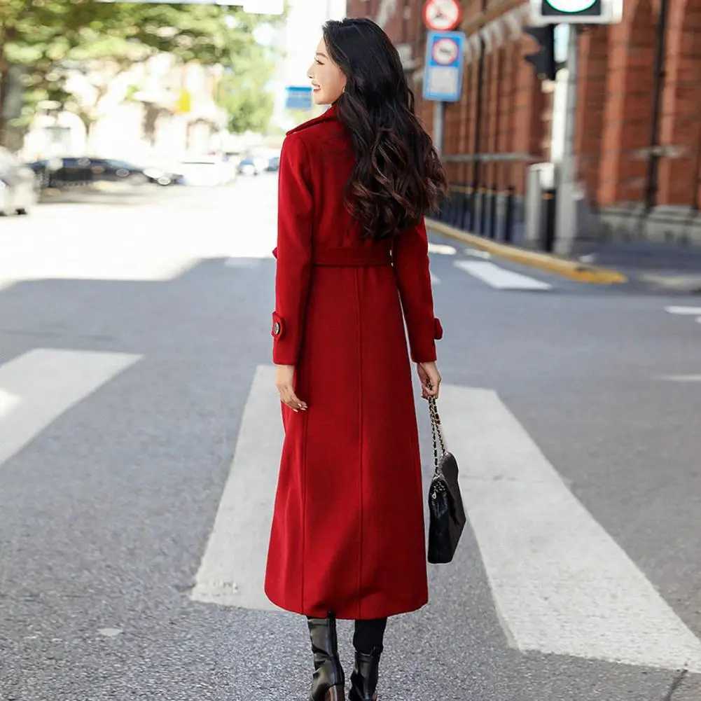 Womens Coat Winter Korean Fashion Long Coated Thickened Woolen Winter Coat for Women Black Coat HarajukuX241009
