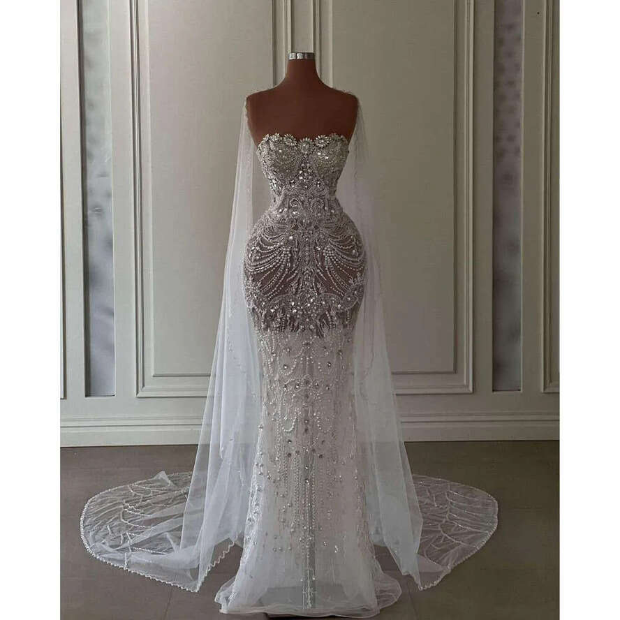 Dresses Exquisite Mermaid Wedding Sleeveless Bateau Appliques Sequins D Lace Dias Hollow Beaded Shiny Or Length Bridal Gowns Custom Made Abiti Da Spos