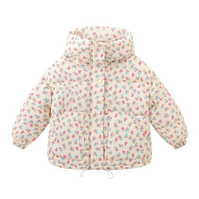 Girls aprons floral jackets winter thick velvet jackets childrens down jackets childrens printed jackets M241018