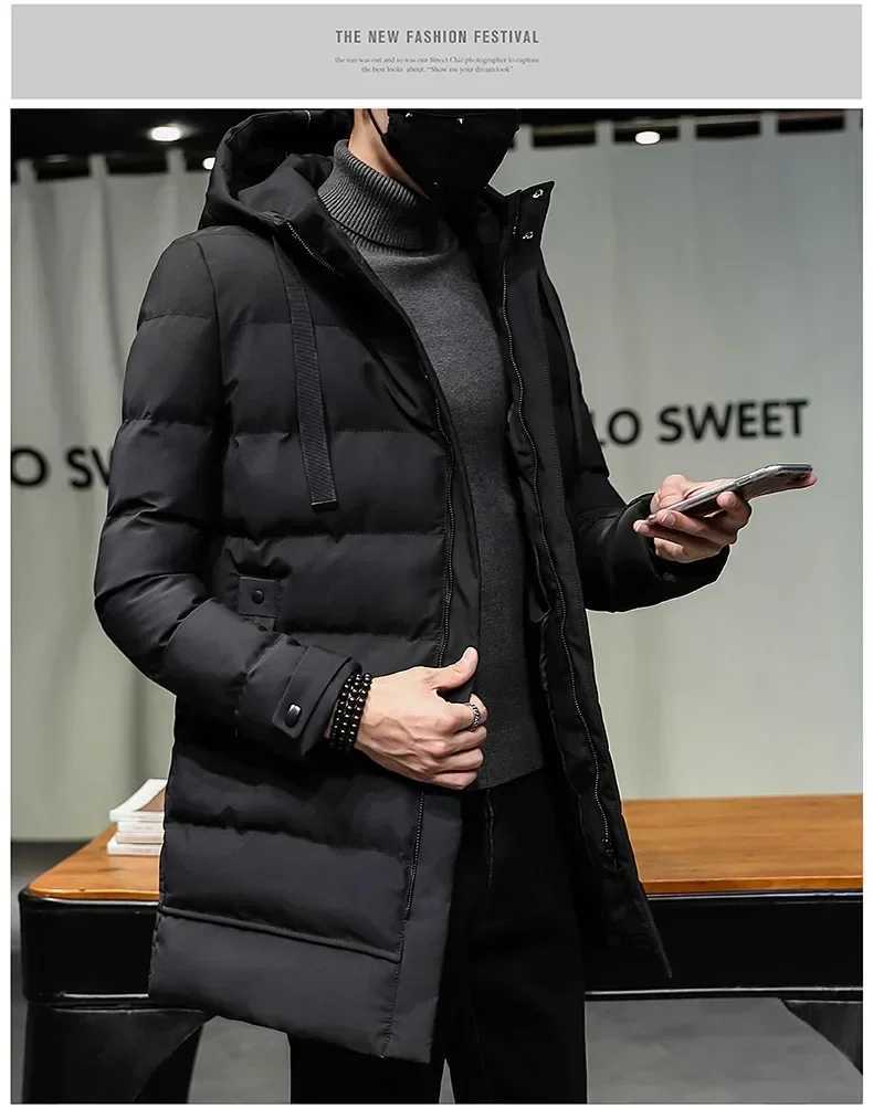 2024 Winter Mens Down Jacket Hooded Fashion Long Down Coats Men Thick Windproof Waterproof Warm Brand Mens Long Parkas LX241018
