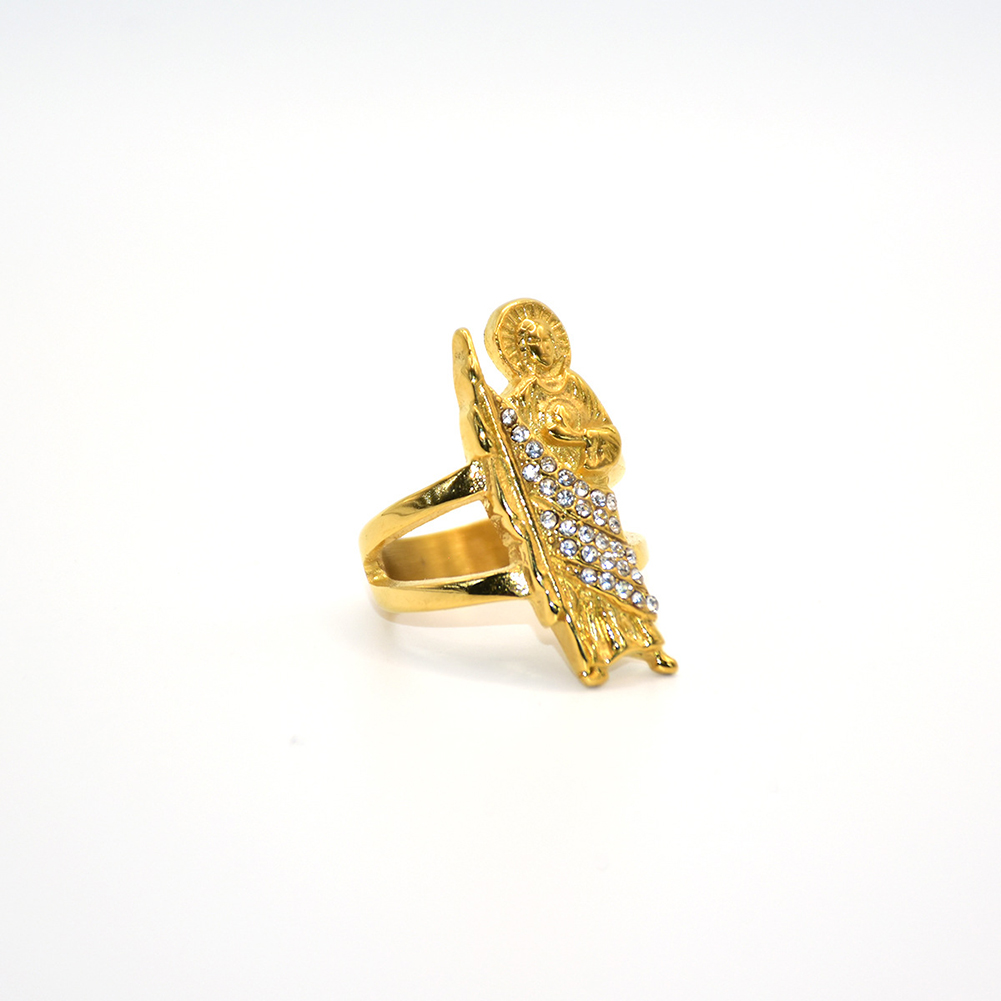 Stainless Steel St Jude Casting Ring 18k Gold Plated Women Men Religious Jewelry