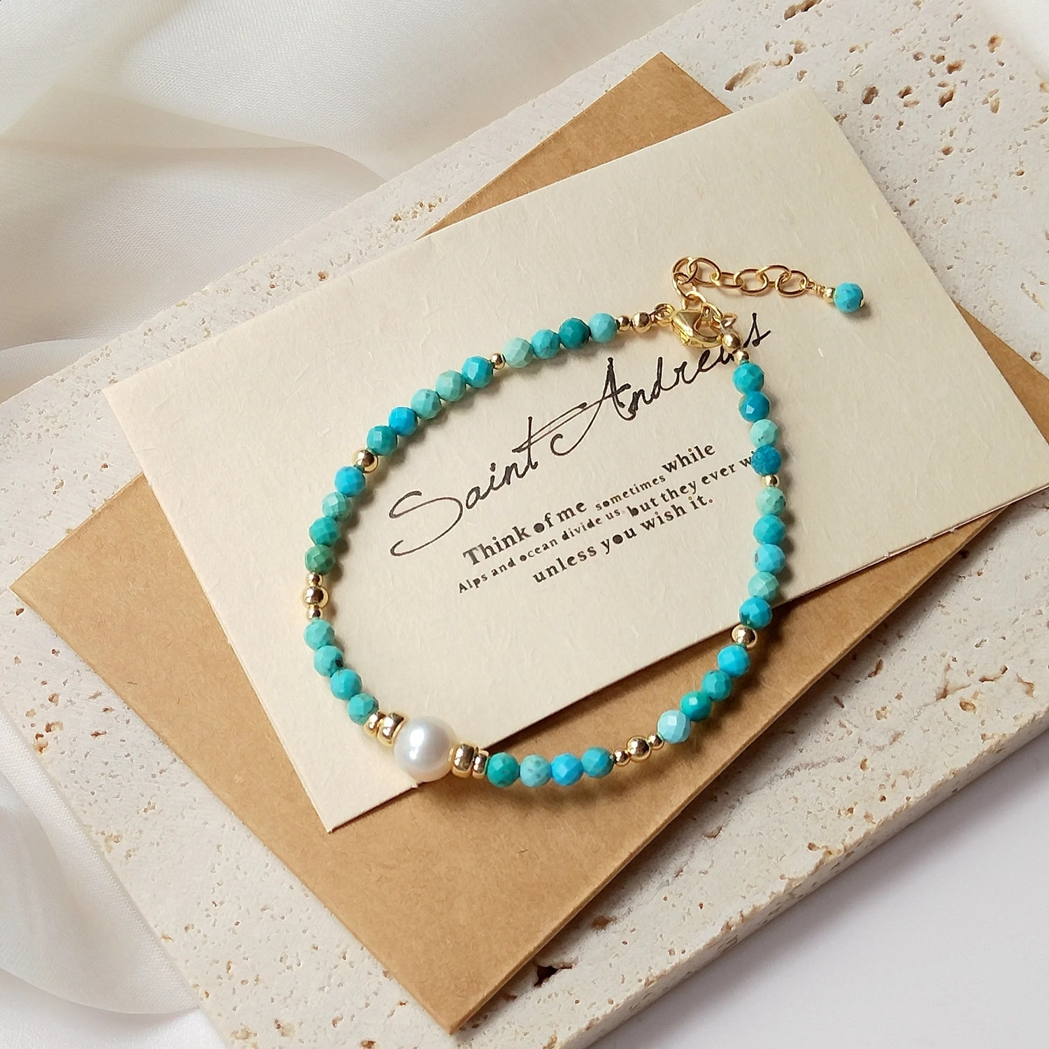 Lii Ji Green Pine Stone Beads 14K Gold Filled Bracelet Natural Stone 3mm/4mm/6mm True Pearl Austrian Crystal Handmade Jewelry 241018