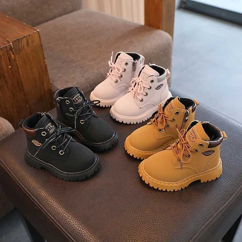 Boots Children Little Yellow Boots Spring Autumn New Boys and Girls Short Boots Versatile Soft Side Zipper Casual Unisex Boot Non-slip H241018