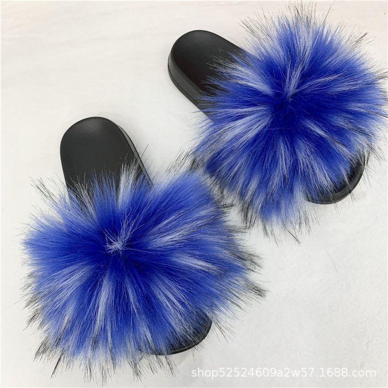 New Women S Men Slippers With Imitation Raccoon Fox Fur And Adhesive PVC For Home Use Ddmythur