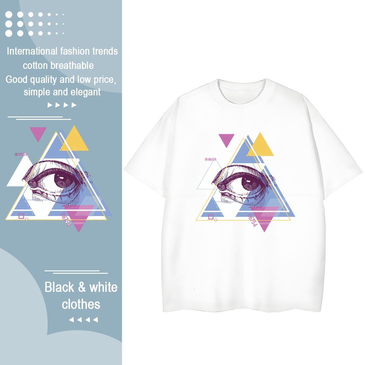 Fashion Casual Womens T Shirts 230g Pure Cotton Breathable Short Sleeve Street eye of the devil Women Tshirts Unisex DIY Printed Polos