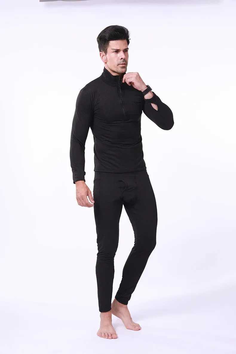 Men's Thermal Underwear Mens hot underwear set mens sports bottom layer winter gear compression set long-distance running Y241018DZDS