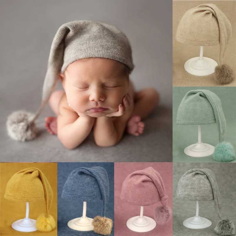 Photo Photography Props Cap Hat Newborn Photography Props Knit Fur Ball Newborn Hats Baby Photoshooting LX241018