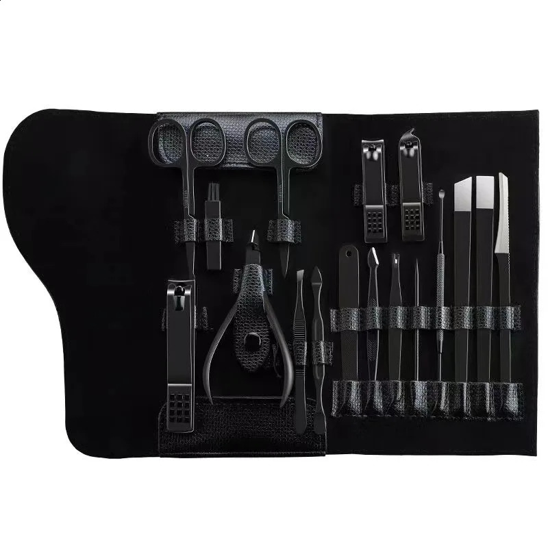 18PCS Manicure Nail Clippers Tool Set Cuticle Nippers And Cutter KitWith Portable Travel Case Professional Nail Clippers 241017