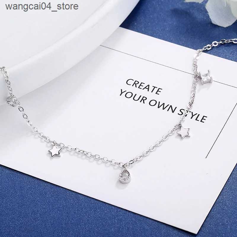 Chokers 2021 New 925 Pure Silver Star Kravik Chain Water Drop Tassel Choking Womens Elegant Jewelry Party Birthday Gift L240910