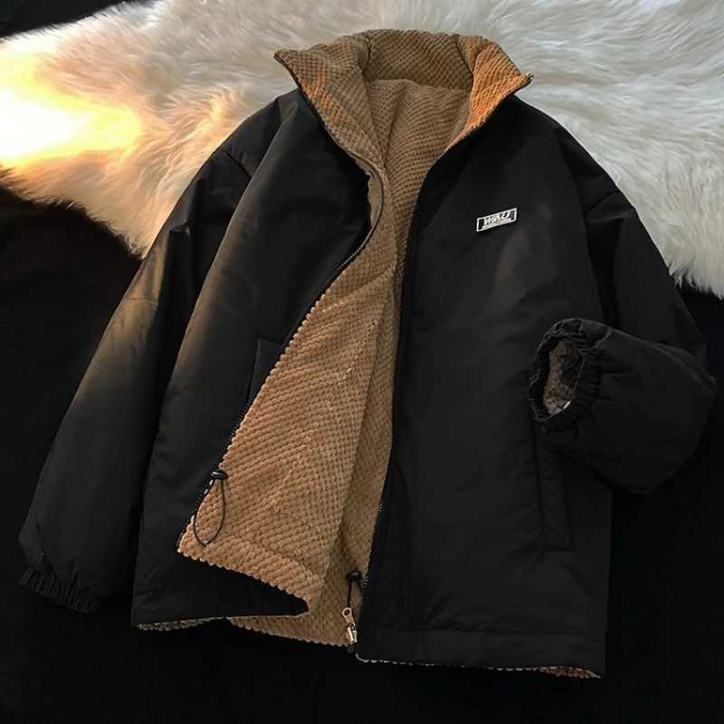 2023 New Men Down Cotton Coat Winter Jacket Short Reversible Loose Parkas Thicken Warm Outwear Leisure Fashion Overcoat LX241018
