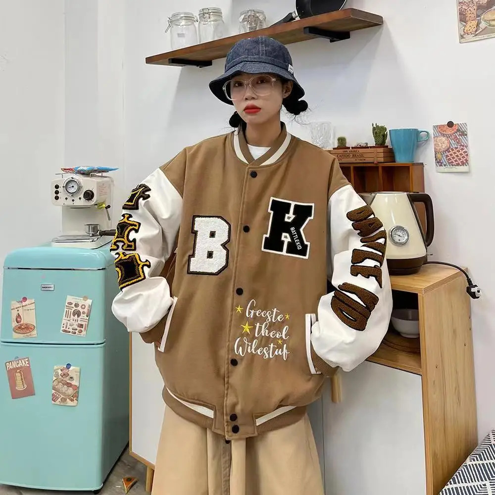 Spring Autumn Retro Quilted Embroidered Baseball Uniform Men And Women Loose Tide Brand Street Jacket Couple Shirt