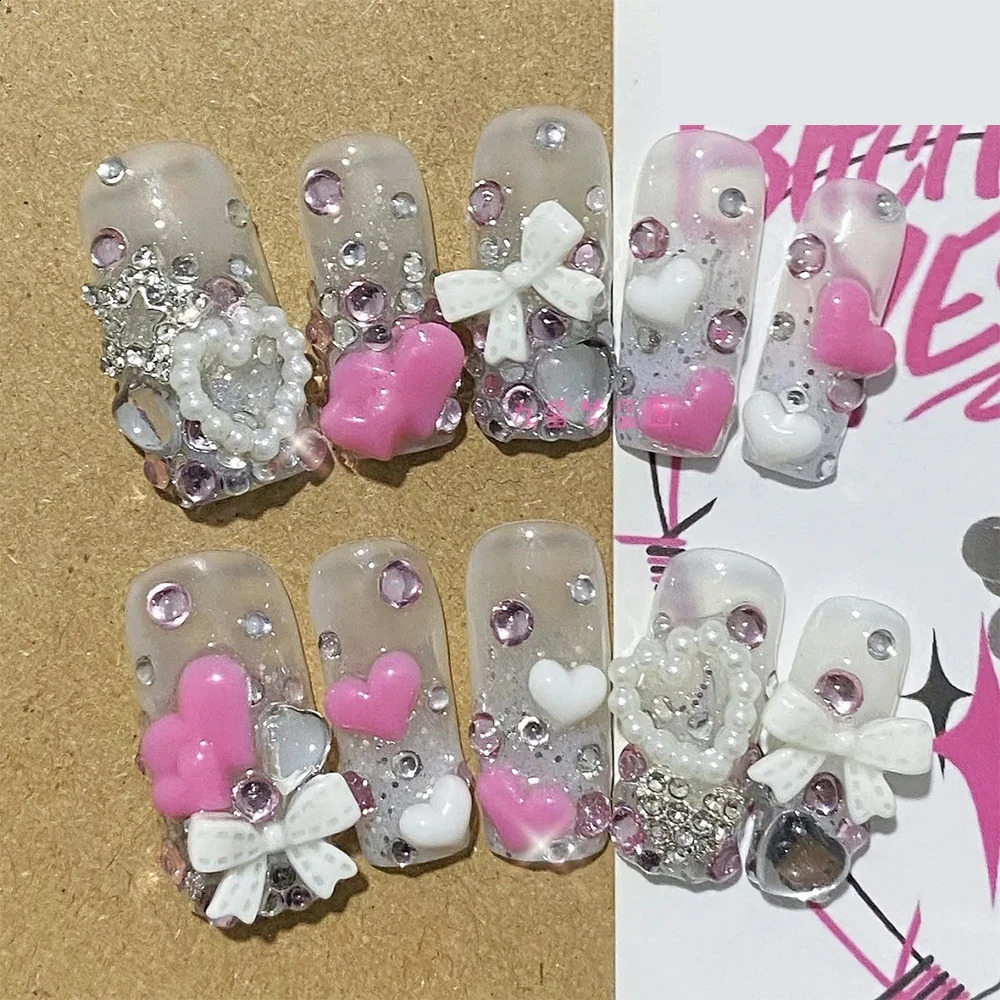 Fashion Euro-american Style false Nails Creative Gradient Spice Girl Y2K Five-pointed Star Artifical Full Cover Nail Tips 241017