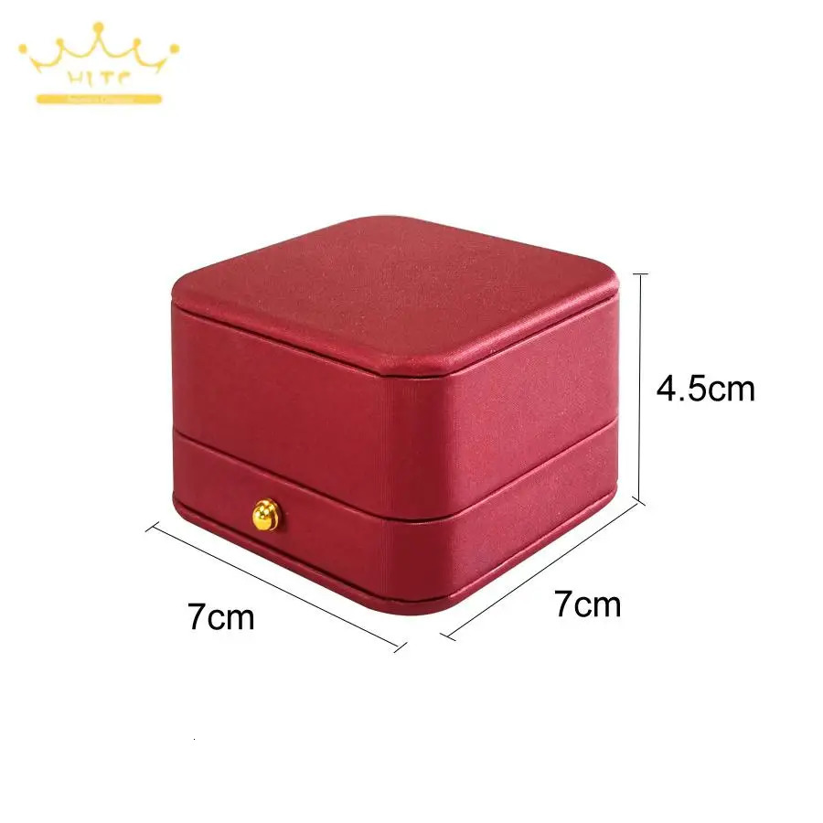 Wine Red Gift Packaging Box Ring Necklace Organizer Case High Grade Leather Jewelry Boxes Wedding Ring Box for Lovers 241007