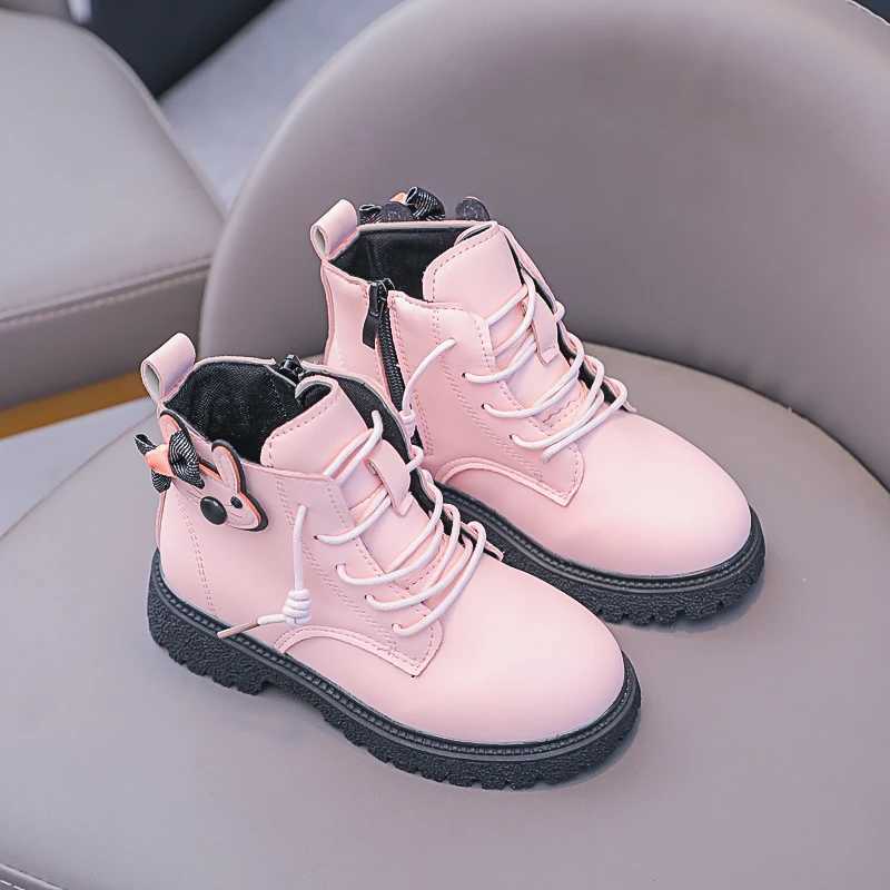 Boots Girls Leather Boots Children Fashion Short Boots Soft Sole British Style Kids Princess Boots All Match 2024 Autumn Winter H241018
