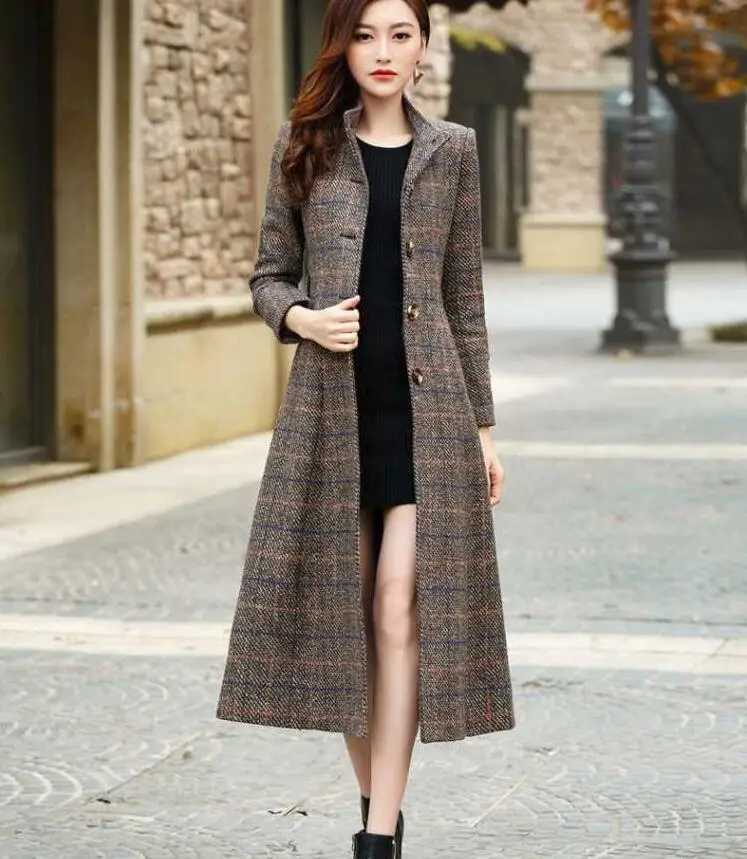 3XL chaqueta mujer long woolen coat autumn winter elegant office coat blend winter long wool coat casaco feminina Womens parkaX241009