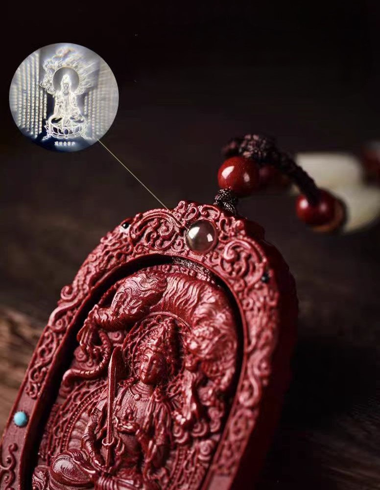 High-Quality Cinnabar Buddha Pendant Amulet | Feng Shui Chinese Zodiac Karma Protection Necklace | Good Karma Birth Year Talisman for Men & Women