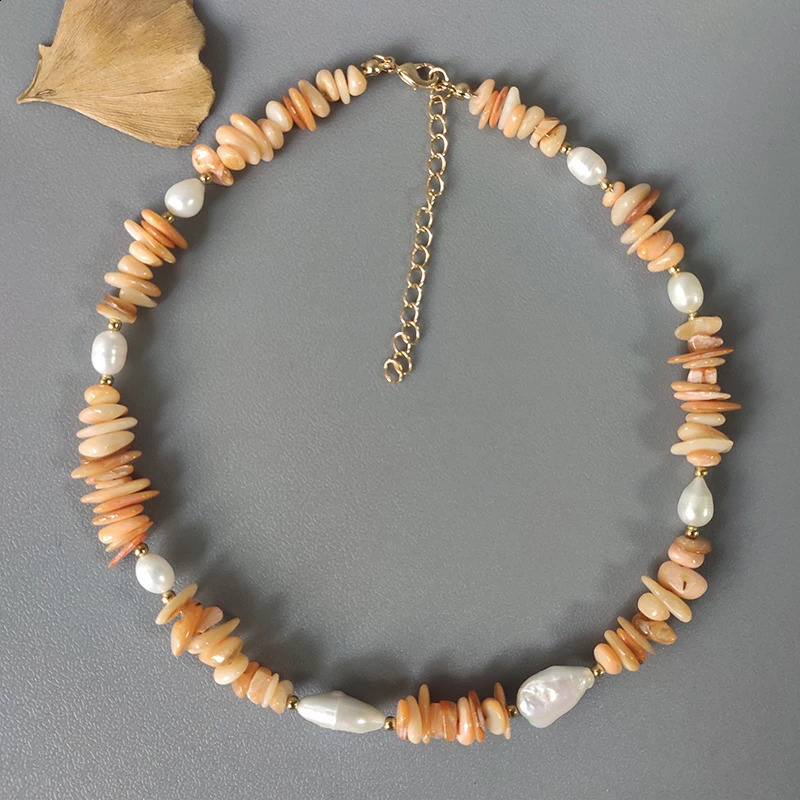 Natural Stone Short Necklace Creative n Irregular Gravel Freshwater Pearl Mixed Jewelry Womens Fashion Party Necklace 241018