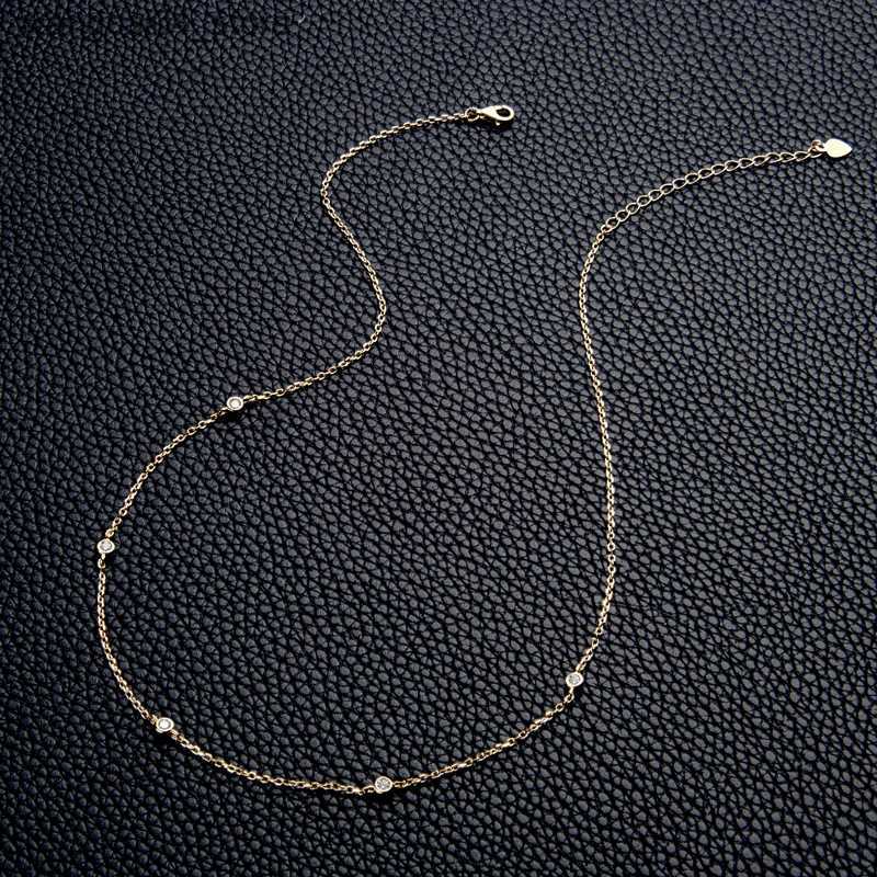 Chokers IOGOU Choker 925 sterling silver round 2.5mm D color silica womens necklace 14k gold certificate gift 16+2 inches L240910