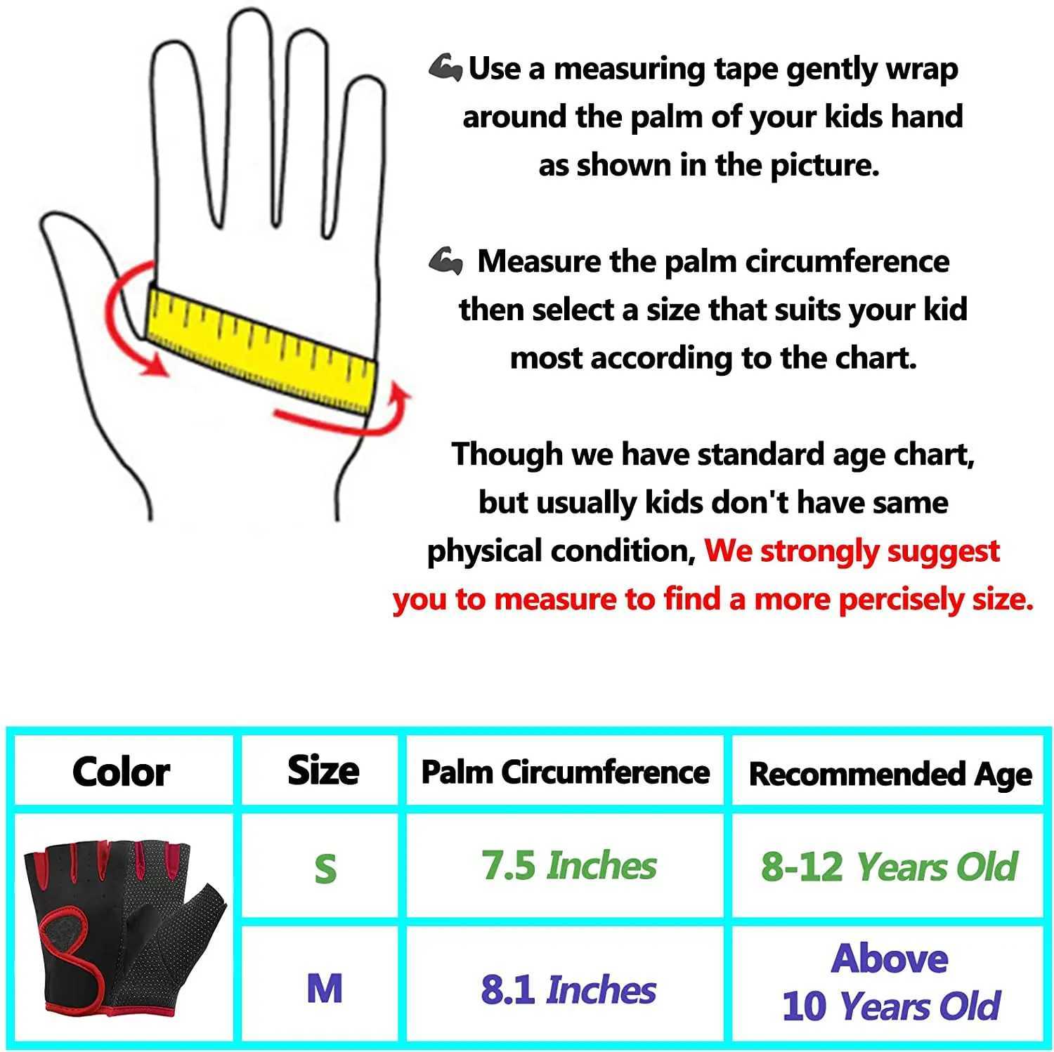 1 pair of childrens finger exercise gloves - anti slip fitness gloves for childrens bicyclesW241018