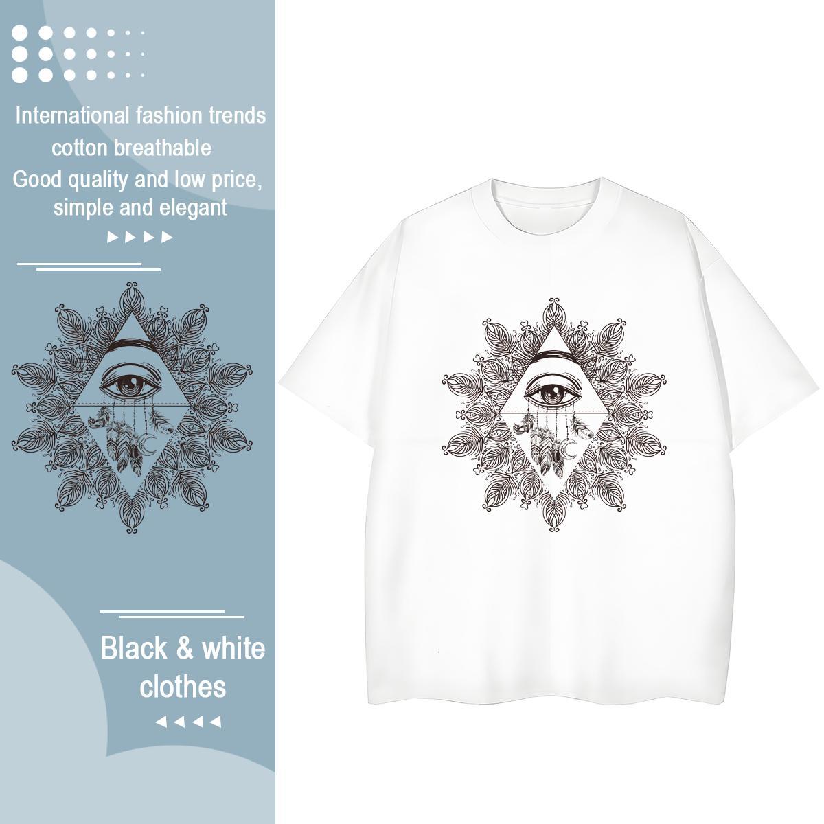 2024 Woman T Shirts 230g Pure Cotton Breathable Short Sleeve Daily Outfit eye of the devil Women Tees Lady DIY Anime Tops Tees