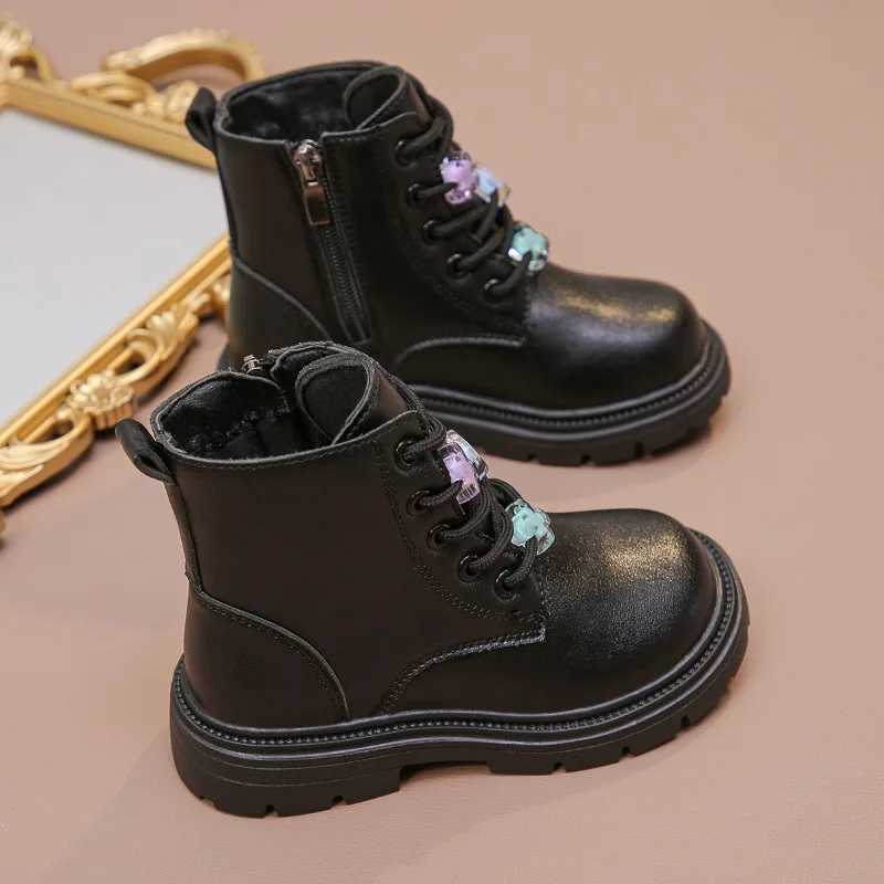 Boots Girls Ankle Boots Children Fashion Boots Zipper Kids Princess Leather Boots All Match Anti-Slippery Non-slip Size 26-37 H241018