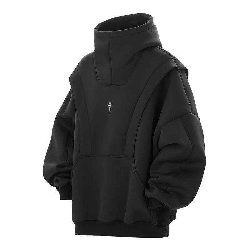 11 BYBBS DARK Mens Functional Hoodie Patch Work Turtle Neck Sweatshirt Pullover Fashion Techwear 241010