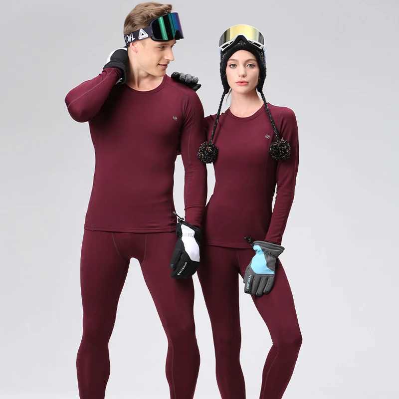Men's Thermal Underwear Lovers Long Johns Mens Winter Velvet Thermal Underwear Set Womens Sports Windproof Thick Thermal Underwear Set Top+Pants 