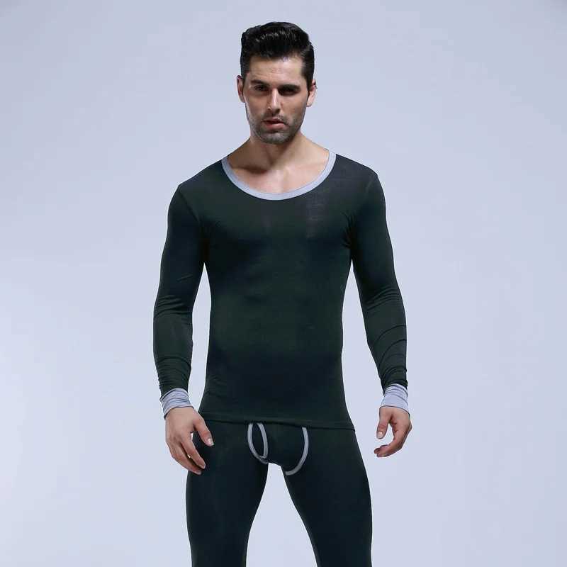 Men's Thermal Underwear Wangjiang WJ mens thermal underwear set thin skin friendly suitable for modular autumn clothing and autumn pants set 2006
