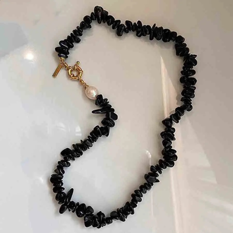 ly arrived natural freshwater pearls irregular black stone 14K gold filled womens necklace jewelry 241018
