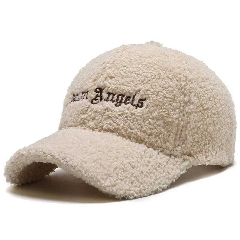 Autumn and Winter Lamb Wool Fur Warm Baseball Cap Women Men Versatile Adjustable Duckbill Cap Plush Outdoor Hat X241018