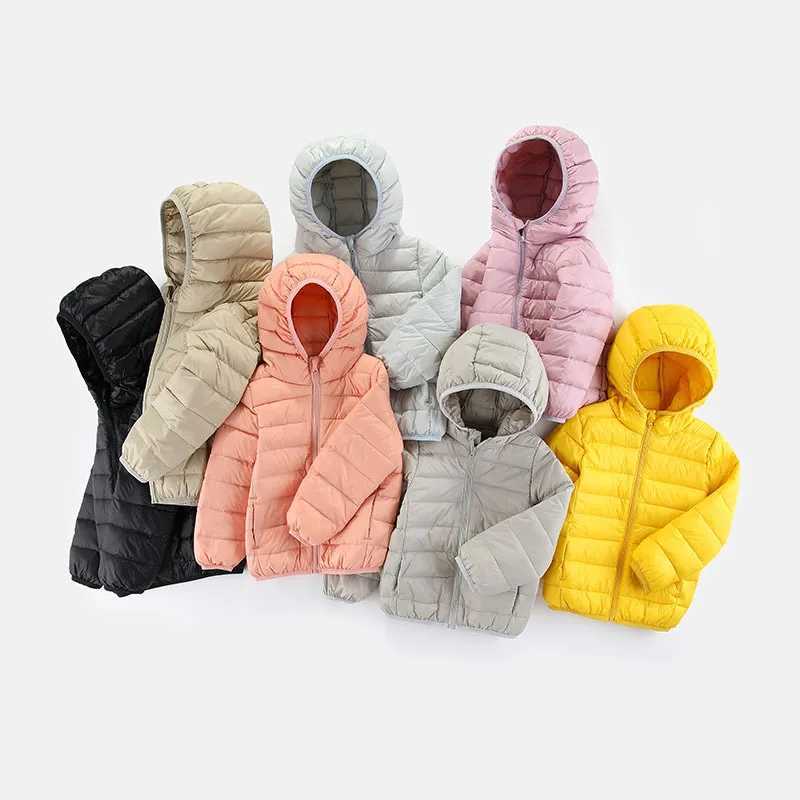 New childrens down jackets baby hooded thin down jackets childrens cotton lined jackets solid color jackets M241018