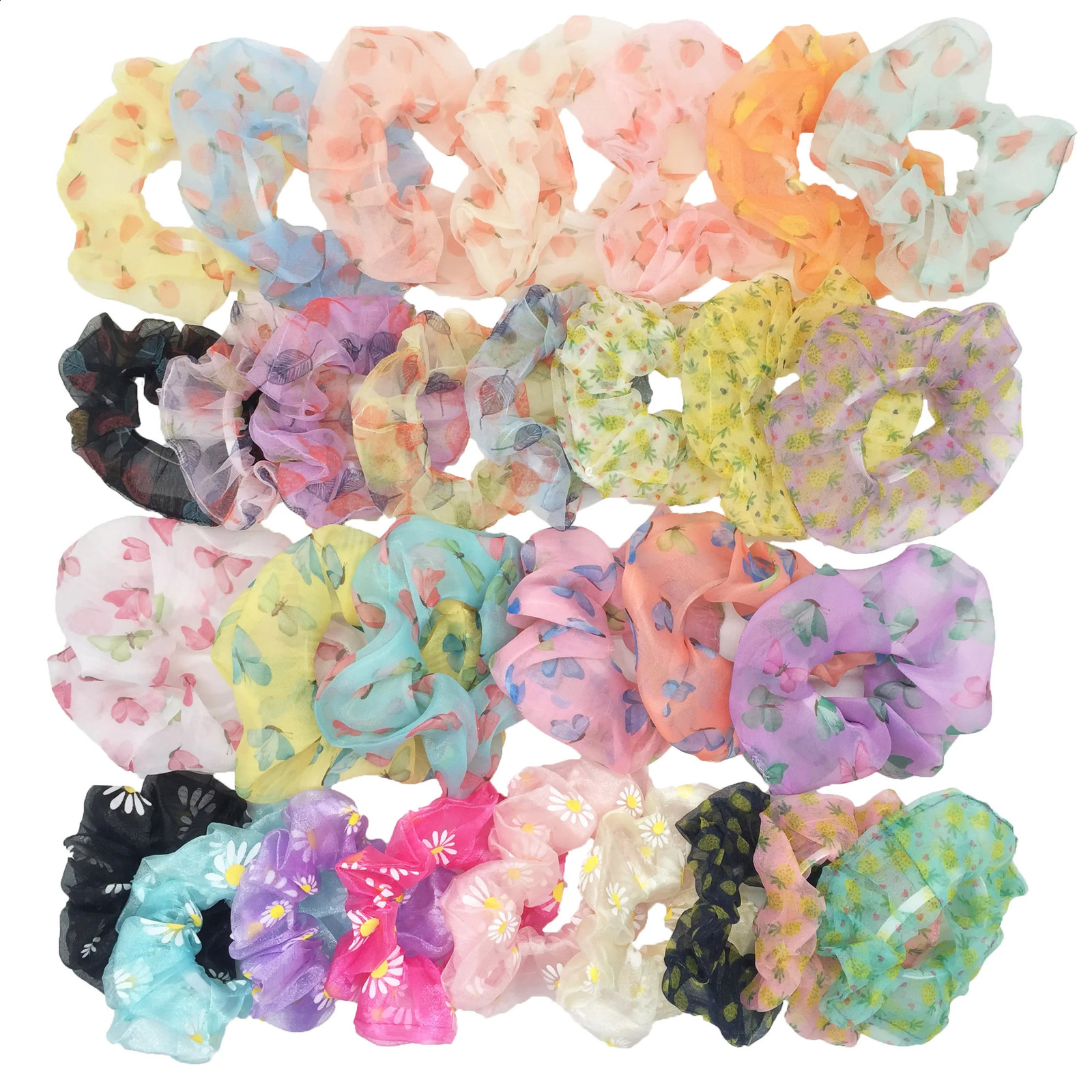 50 pieces/40/30/20 hair screw package satin elastic velvet with screws tie chiffon womens accessories organic Christmas 241018