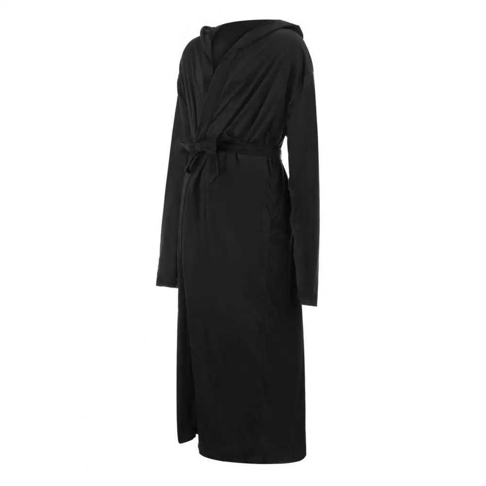 Men Bathrobe Solid Color Skin-touching Anti-freeze Men Flannel Hooded Bath Robe Pajamas for Daily LifeXJ241018