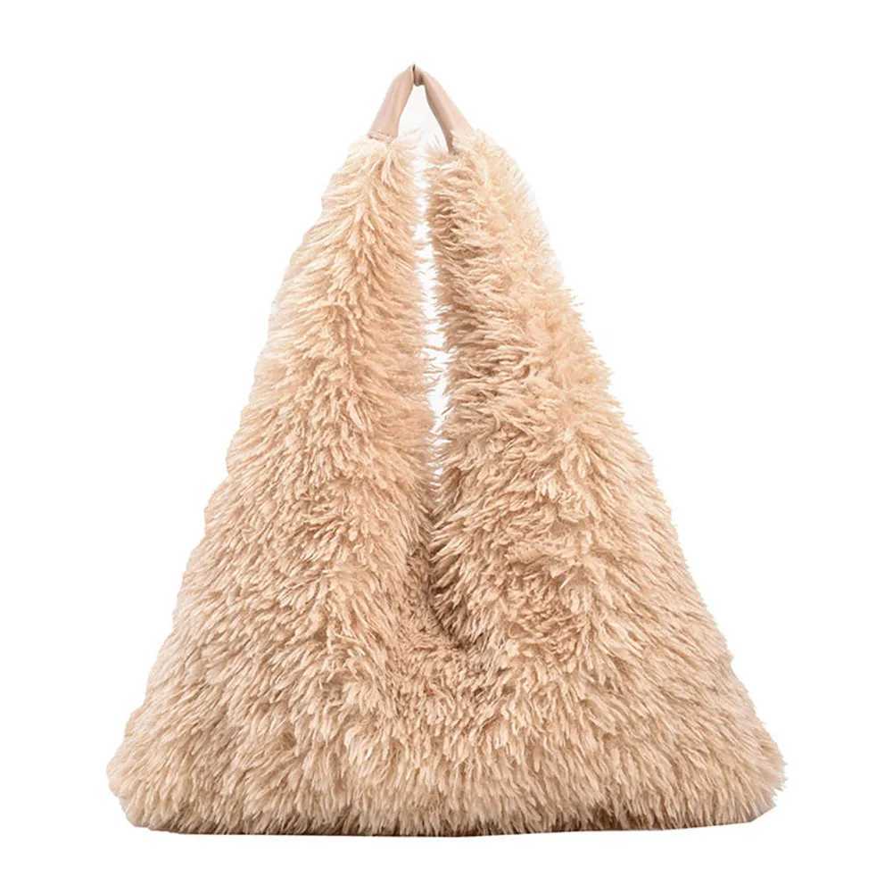 Ladies Soft Plush Shoulder Bag Magnetic Closure Fluffy Autumn Winter Handbag Large Capacity Underarm Shopping Trvavel 241018