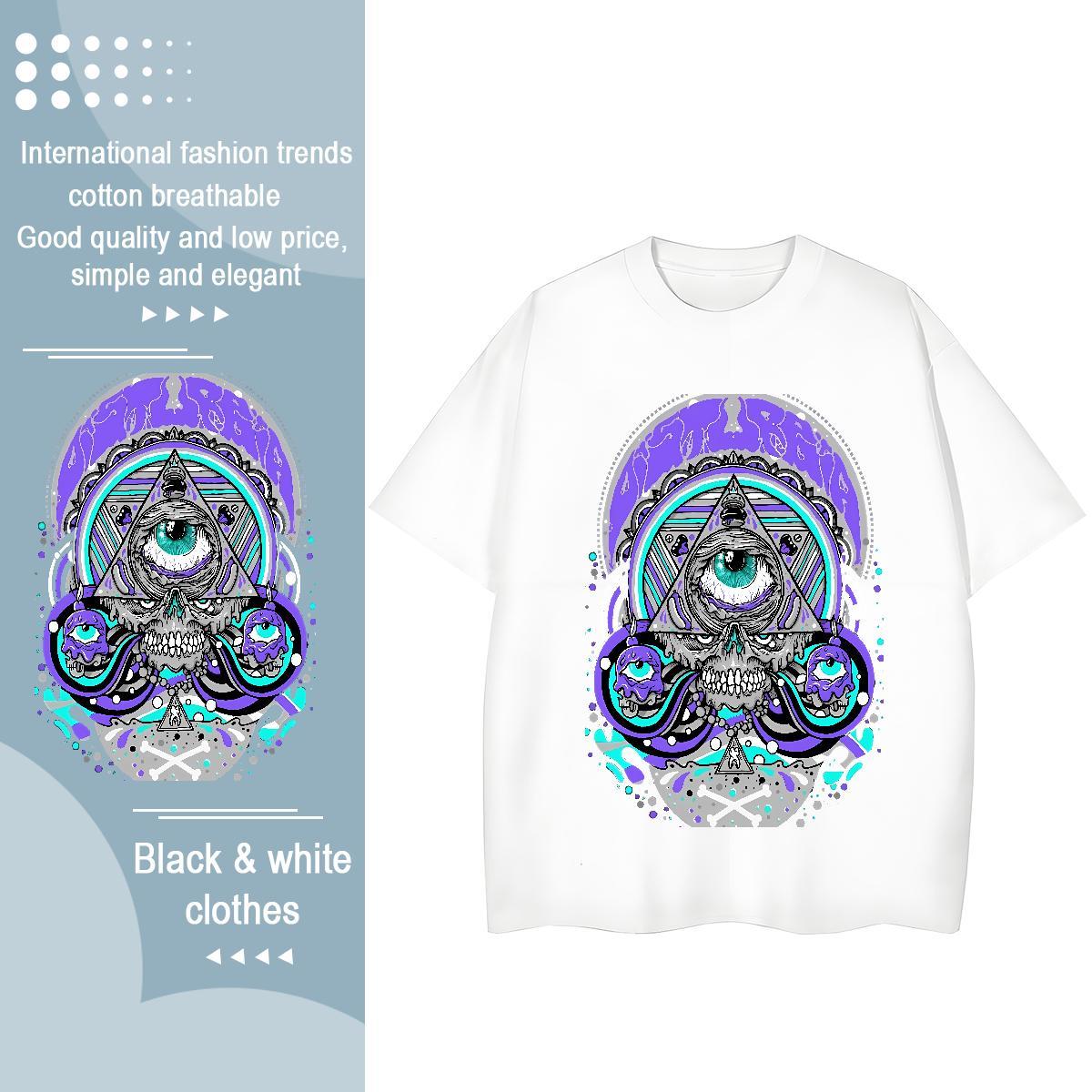2024 Casual T-Shirts 230g Pure Cotton Breathable Hip Hop Street eye of the devil Woman Tshirt Female Customized Tops Tees