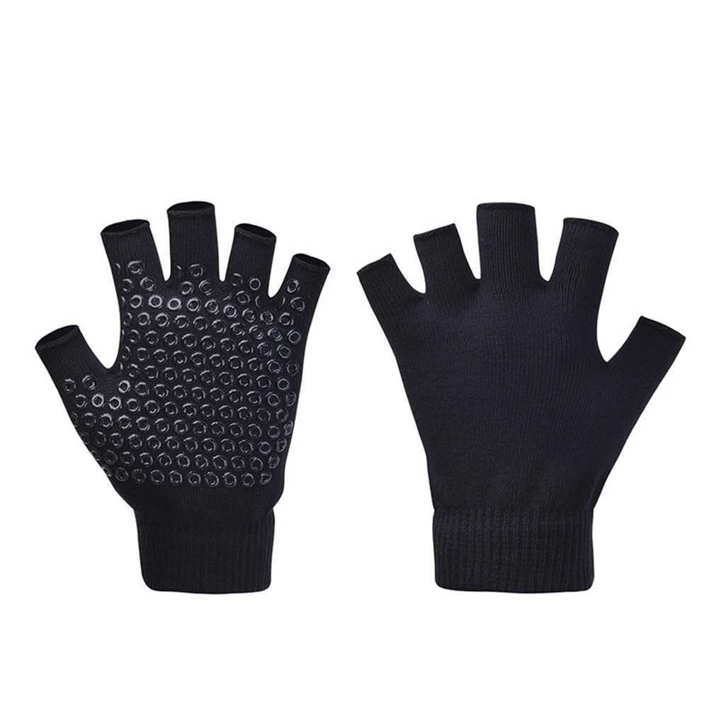 1 pair of womens warm half finger gloves anti slip yoga gloves exercise gloves for outdoor cycling and fishingW241018