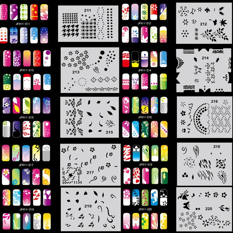 OPHIR 200 s Airbrush Nail Stencil Airbrushing Template Sheet Stencils for Airbrush Nail Art Paint Nail Tools _JFH8-JFH11 241017