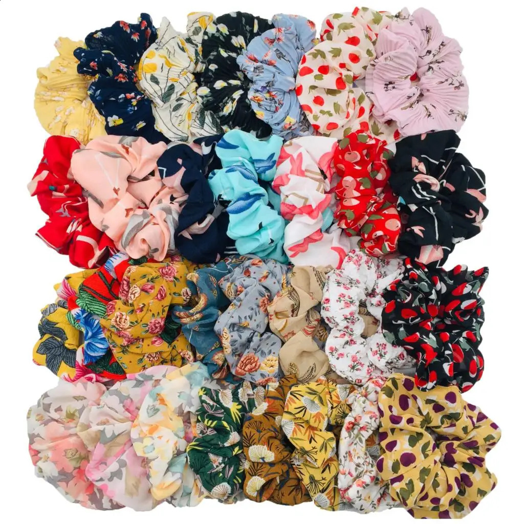 50/30 pieces/wholesale silk bag elastic swan velvet head wearing velvet hair tie chiffon womens accessories organic shiny solid 241018
